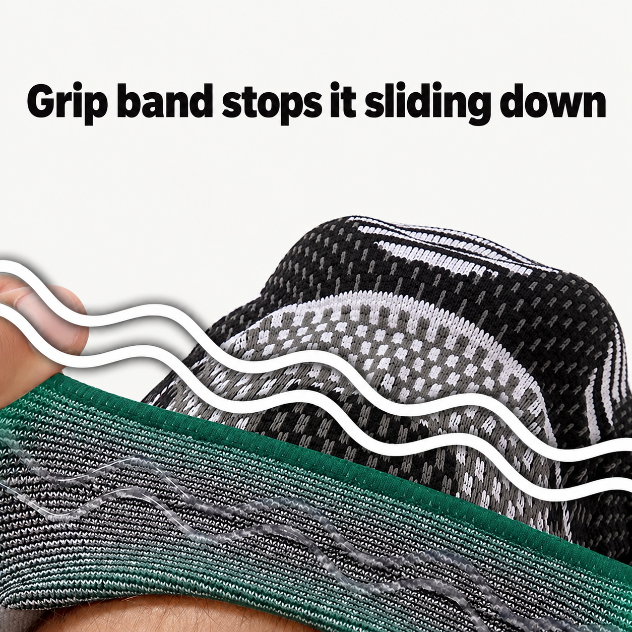 Silicone grip band stops the sleeve sliding down